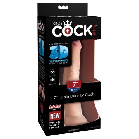 Телесный фаллоимитатор на присоске 7" Triple Density Cock - 21 см.