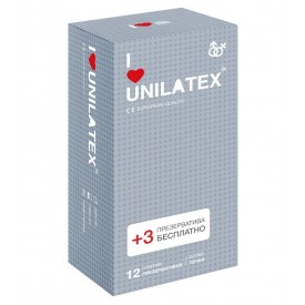 Презервативы с точками Unilatex Dotted - 12 шт. + 3 шт. в подарок