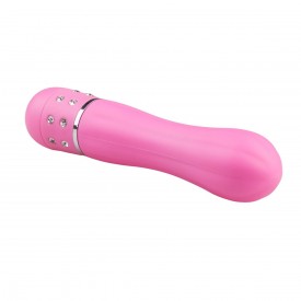 Розовый мини-вибратор Diamond Vibrator со стразами - 11,4 см.