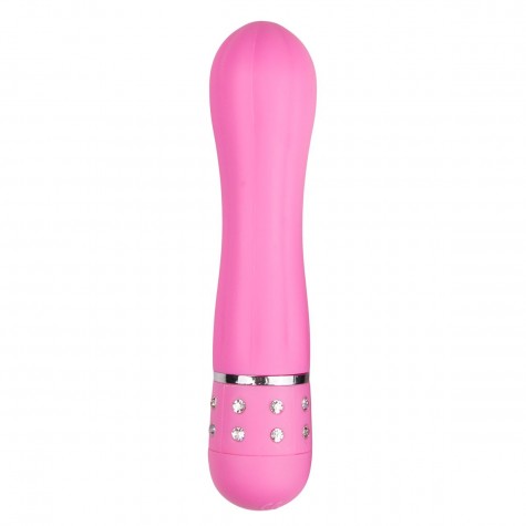 Розовый мини-вибратор Diamond Vibrator со стразами - 11,4 см.