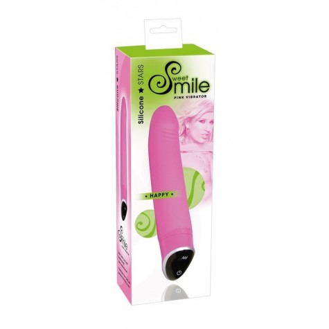 Розовый вибратор Smile Happy - 22 см.