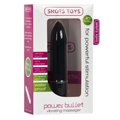 Чёрная удлинённая вибропуля Power Bullet Black - 8,3 см.